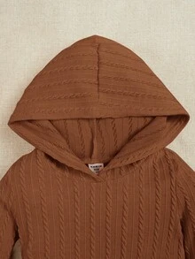 SHEIN Đứa bé gái Chất rắn Đầm có mũ - màu nâu - Xem 3