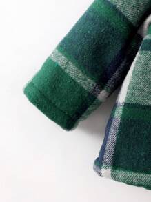 Baby Boy Plaid Print Borg Collar Teddy Lined Coat