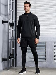 Gym Rark Men Half Zip Sports Jacket Workout Tops Sports Wear For Men Sports Wear Men Sports Wear Men Sport Wear Jacket - Black - View 6