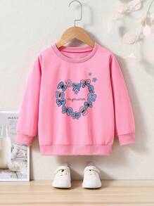 Girls' Butterfly & Letter Print Sweatshirt - Pink - View 1