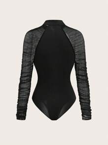EastFlair Nuevo Estilo Chino Cheongsam Collar Bodysuit Con Pliegues Sexys Y Elegante En Talla Única Para Mujeres