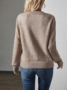 SHEIN Frenchy Jersey unicolor de punto de malla - Marrón Mocha - Ver 2