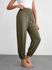 Partes Inferiores De Uso Doméstico De Color Sólido - Verde militar - Ver 3