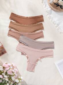 5入組女性蕾絲修飾三角褲 - 彩色 - 查看 1