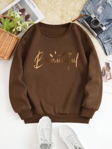 INAWLY 冬季大码字母印花运动衫