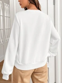 SHEIN Coolane Figure & Slogan Graphic Drop Shoulder Sweatshirt - White - View 2
