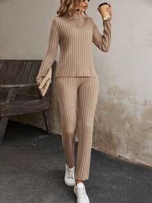 SHEIN LUNE Conjunto De Dos Suéteres - Caqui - Ver 4