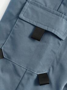 SHEIN Chàng trai trẻ Đồ họa Hoạt hình Túi có nắp Quần Cargo - Màu xanh lam - Xem 4