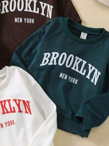 SHEIN 3pcs/set Girls' Letter Printed Sweatshirt - Multicolor - View 3