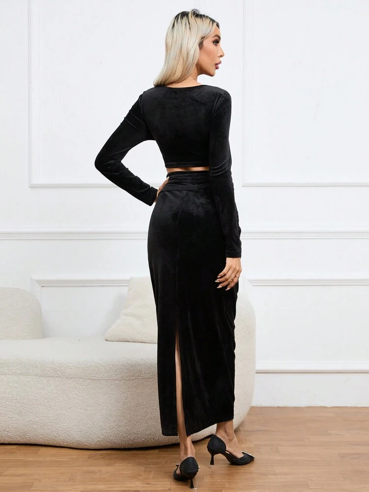 Chain Detail Cut Out Waist Mermaid Hem Dress
