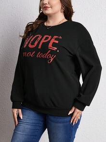 SHEIN LUNE Plus Letter Graphic Drop Shoulder Sweatshirt