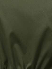 SHEIN Frenchy Áo khoác trench coat nữ có dây rút ở eo và khóa kéo phía trước - xanh quân đội - Xem 7