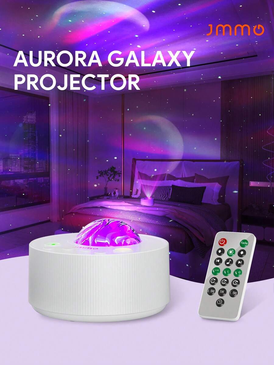 JMMO 带白噪音的星空投影仪夜灯，天空星空投影仪，舒缓睡眠定时器和遥控器，适合儿童、派对、家庭圣诞礼物，秋冬必备品 - 白色 - 查看 1