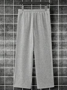 Manfinity Hypemode 男士鬆身束口彈性寬腿運動褲，疊穿運動褲，純色淺灰城市韓國時尚男友禮物 - 淺灰色 - 查看 2