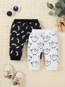 SHEIN Đứa bé trai 2 Miếng Đồ họa Hoạt hình Quần - Nhiều màu - Xem 2