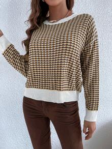 SHEIN LUNE Họa tiết Toàn thân Thả vai Áo len - Màu vàng - Xem 6
