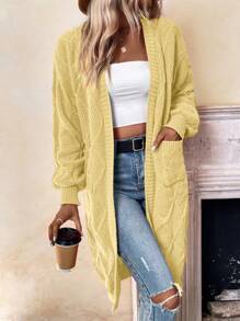 SHEIN LUNE 純色垂墜肩羊毛衫 - 黃色 - 查看 1