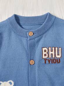 嬰兒(男)開襟衫 - 藍色 - 查看 3