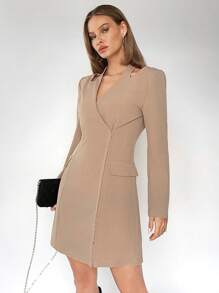 BizChic Vestidos De Pescoço Halter Vazado Para Mulheres - Caqui - Ver 1