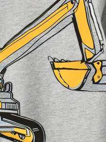 男童挖掘机印花T恤 - 灰色 - 查看 3