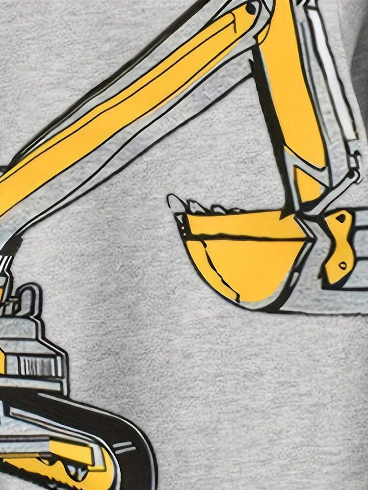 男童挖掘机印花T恤 - 灰色 - 查看 3