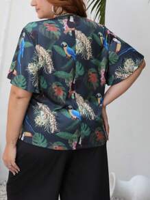 SHEIN Curve Camiseta Manga Curta Estampada - Green - View 5