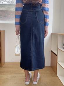 DAZY Women's Denim High-low Hem Split Skirt