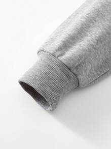 SHEIN EZwear 女性素色半拉鏈運動衫和長褲套裝 - 灰色 - 查看 3