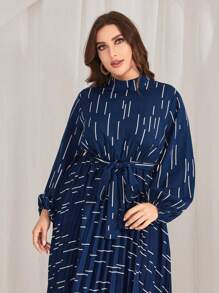 Modelyn 大码印花灯笼袖连衣裙长款晚礼服 - 彩色 - 查看 4