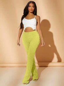 SHEIN SXY 直筒生菜邊褲 - 薑色 - 查看 6