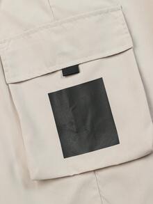 Manfinity Hypemode Men's Plus Size Loose Cargo Pants With Flap Pockets And Side Drawstring Waist - Beige - View 8