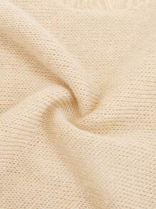 SHEIN ICON Solid Ripped Knit Skirt - Apricot - View 4