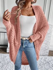 SHEIN Essnce Batwing Sleeve Casual Design Cardigan - Pink - View 4
