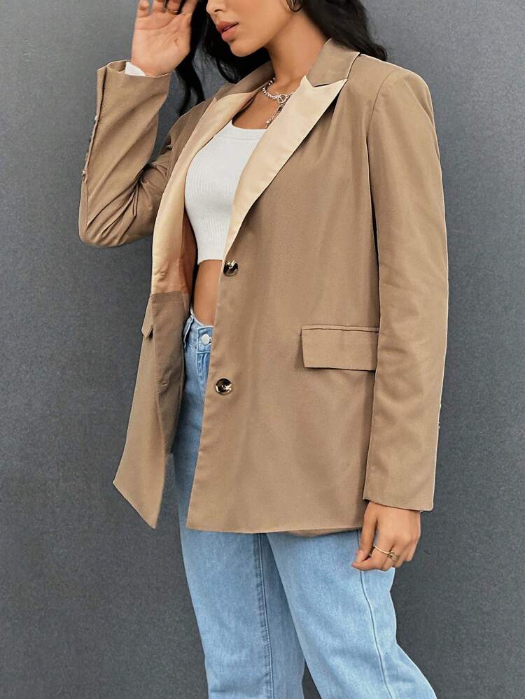 Contrast Panel Flap Detail Blazer