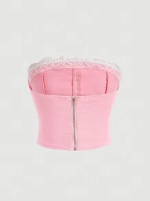 SHEIN MOD Women Denim Tops - Baby Pink - View 2