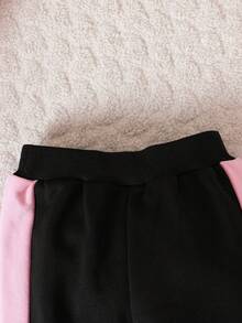 Baby Girl Bow Front Split Hem Sweatshirt & Sweatpants - Pink - View 6