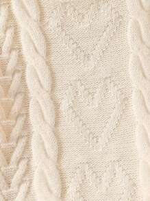 SHEIN Tween Girl Cable Knit Ruffle Hem Sweater & Skirt - Apricot - View 4