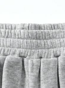 SHEIN EZwear 女性素色半拉鏈運動衫和長褲套裝 - 灰色 - 查看 6