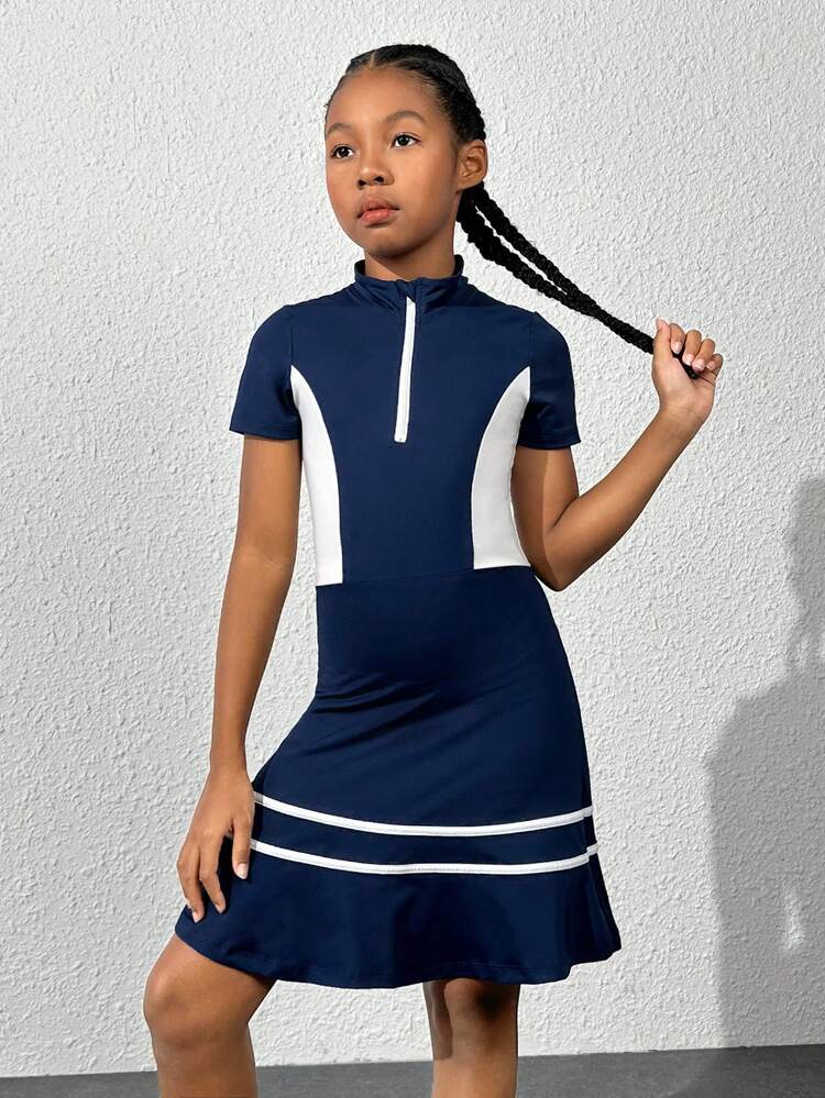 Teen Girl Colorblock Half Zip Active Dress