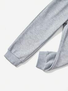 SHEIN 幼童男童恐龍刺繡運動長褲 - 灰色 - 查看 3