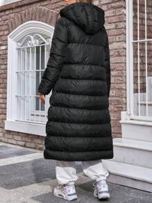 EURMUSE Women's Long Padded Coat - Black - View 2
