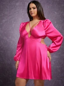 SHEIN BAE 女士連身裙 - 玫紅色 - 查看 5