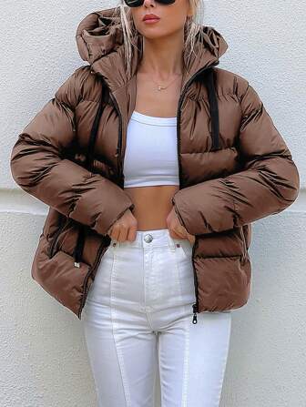 Zip Up Hooded Puffer Coat