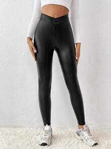 SHEIN Frenchy Quần tất nữ Bất đối xứng Trọn gói màu trơn Giải trí - màu đen - Xem 6