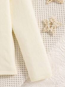 SHEIN Girls High Neck Pullover Knitted Sweater - White - View 4