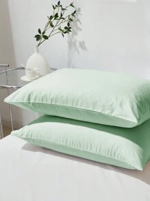 2pcs Reseda,Solid Color Japanese Simple Solid Color, Super Soft,Boys And Girls,School Student,Dormitory Dress-Up, Breathable, Four Seasons, Not Easy To Pilling, Pillowcase, Excluding Pillow Core, Bedding, Household Items, TwinFullQueenKing. - Mint Green - View 6