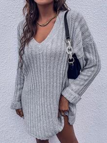 SHEIN Unity Giải trí Của phụ nữ Áo len - Xám - Xem 3