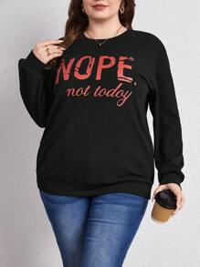 SHEIN LUNE Plus Letter Graphic Drop Shoulder Sweatshirt