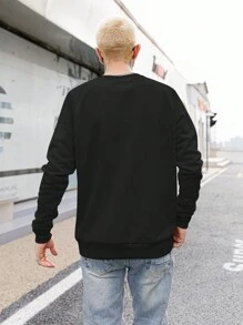 Men Christmas Snow Flake Slogan Graphic Sweatshirt, Absorbs Sweat - Black - View 2