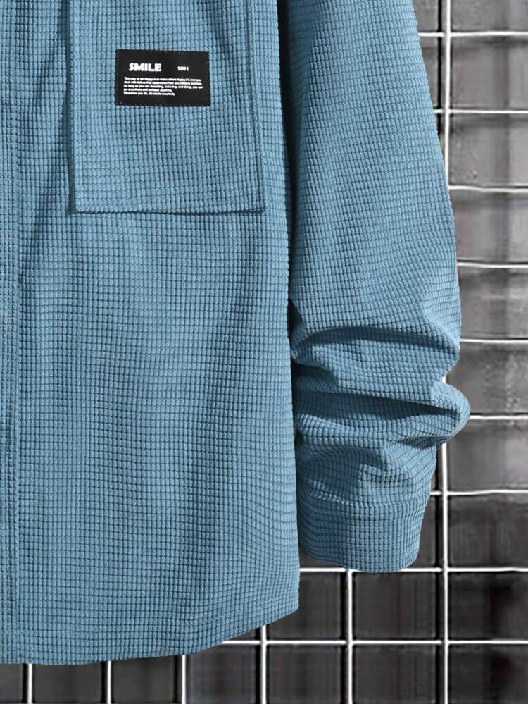 Men's Loose Fit Letter Patched Shacket
